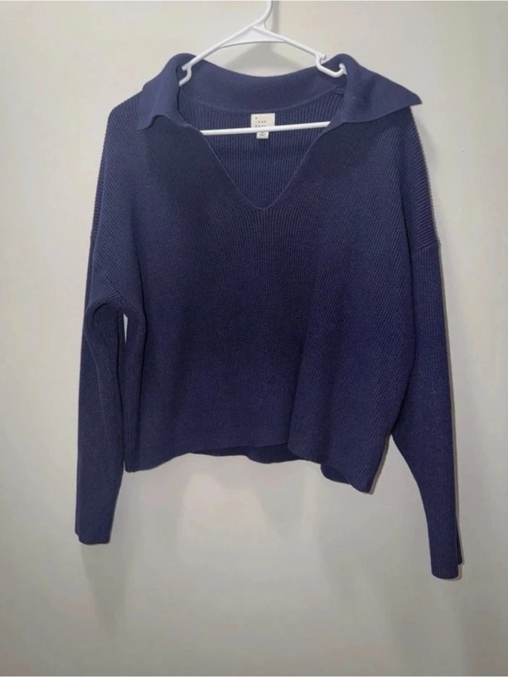 a new day Navy V-Neck Collared Knit Sweater